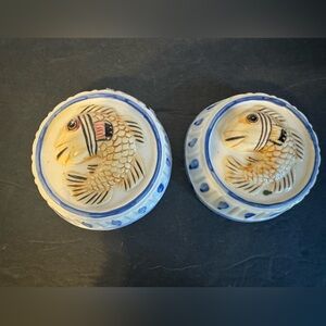 *VINTAGE* Ceramic Koi Fish Mold Hanging Dishes set of 2